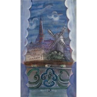 Raoul Dufy - Fenêtre Ouverte Sur La Tour Eiffel Et Le Moulin-Rouge