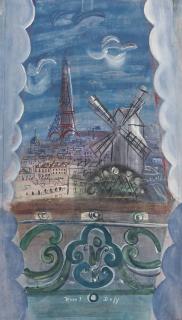 Raoul Dufy - Fenêtre ouverte sur la Tour Eiffel et le Moulin Rouge