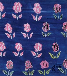 Raoul Dufy - Fleurs roses sur fond bleu (maquette pour un textile)