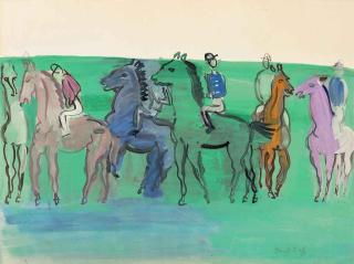 Raoul Dufy - Groupe de jockeys et chevaux