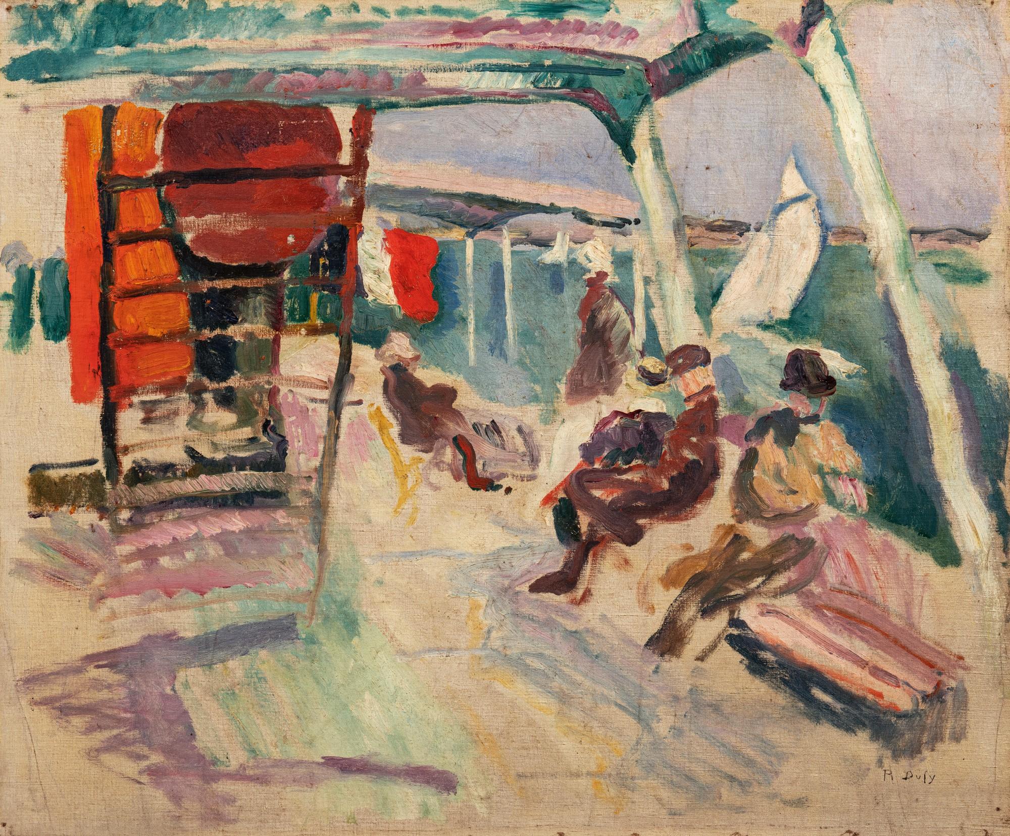 Raoul Dufy - La Plage arrière du vapeur reliante Le Havre à Deauville