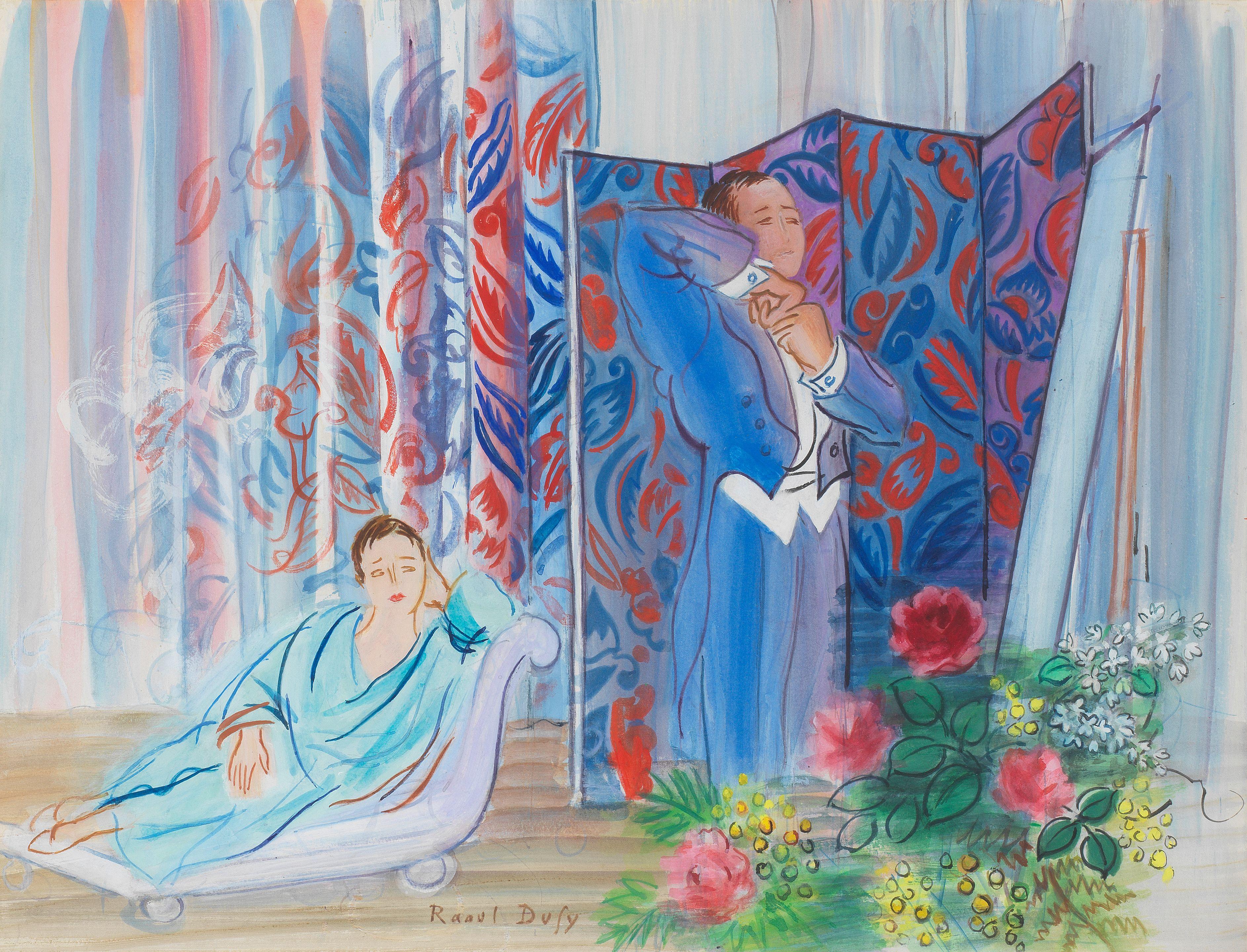 Raoul Dufy - Le depart pour la soirée (recto); Étude pour \'Le depart pour la soirée\' (verso)