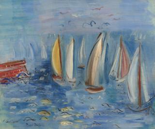 Raoul Dufy - Régates à la jetée rouge au Havre