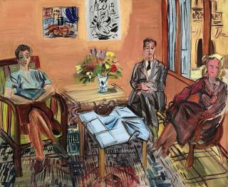 Raoul Dufy - Trois personnages prenant le thé dans l\'atelier de Perpignan