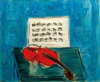 Raoul Dufy - Violon Rouge Sur Fond Bleu
