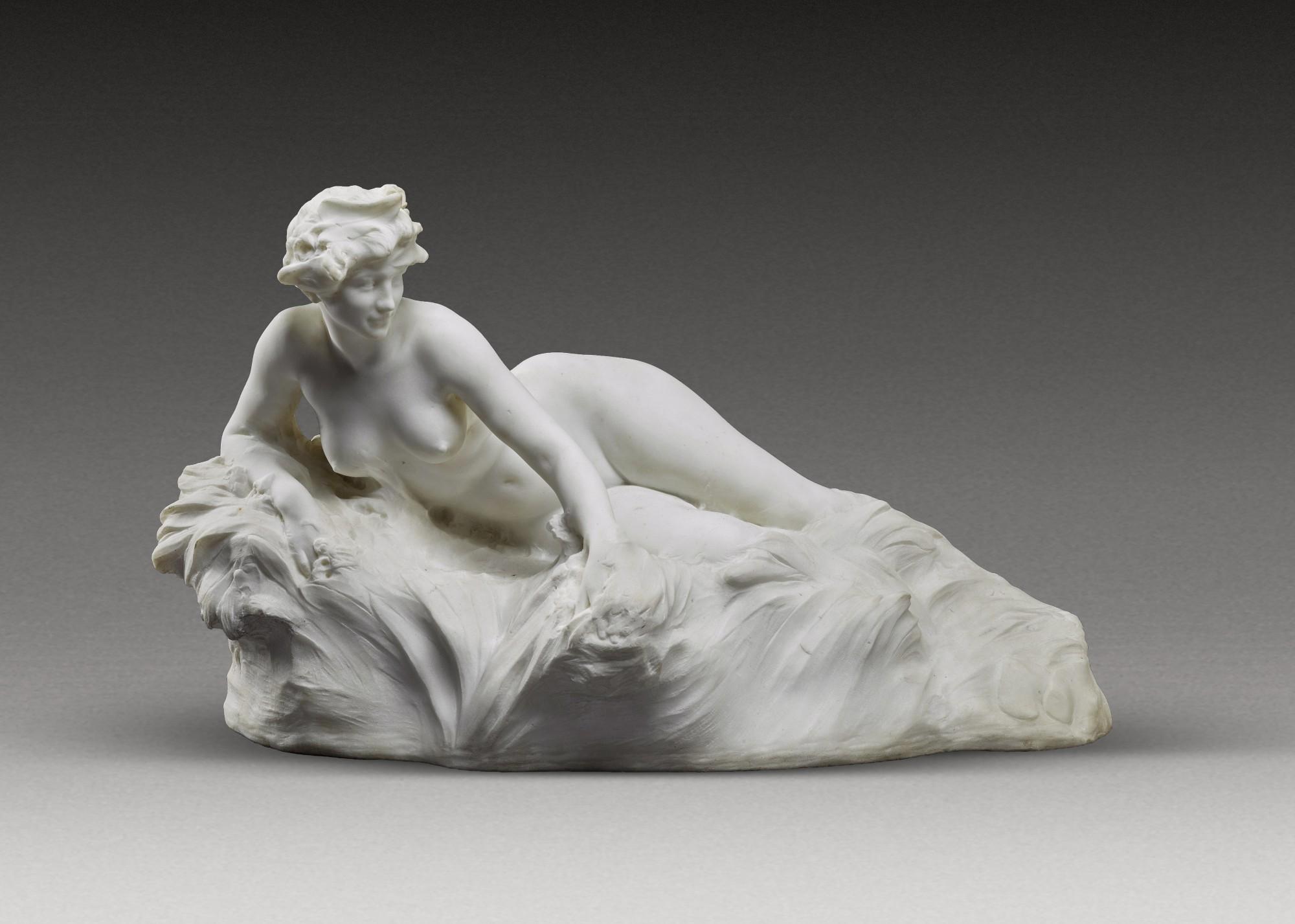 Raoul François Larche - Reclining Nude on Ocean Waves