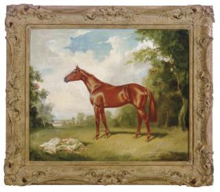 Raoul H. Millais - A chestnut horse in a landscape