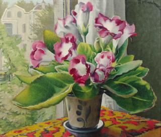 Raoul Martinez - A Flowering Plant Before An Open Window