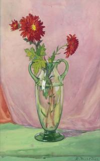 Raoul Martinez - A still life with chrysanthemums