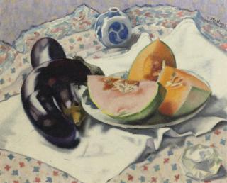 Raoul Martinez - A still life with melons and aubergines