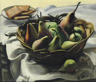 Raoul Martinez - A still life with pears in a basket