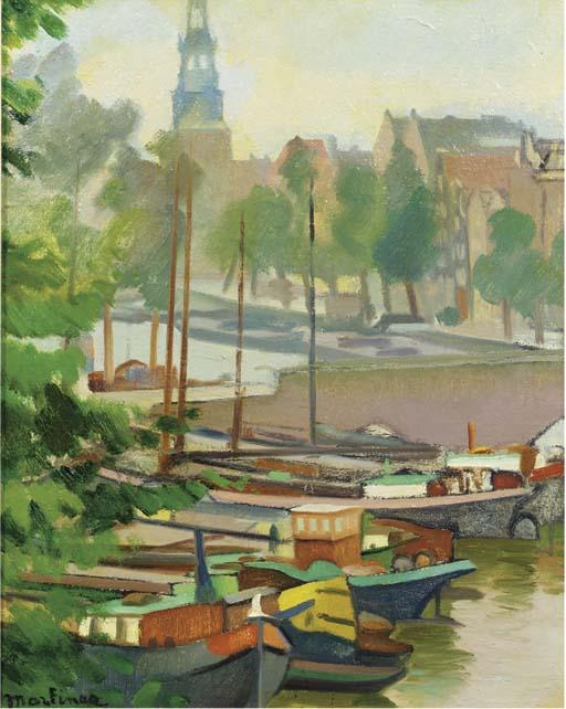 Raoul Martinez - Binnenkant met zicht op de Oude Waal en Montelbaanstoren