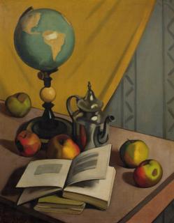 Raoul Martinez - Still life with globe and apples