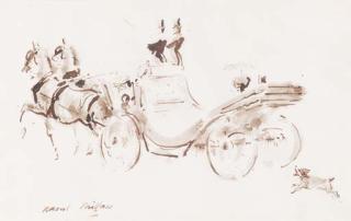 Raoul Millais - A lady in her carriage; and Three matadors