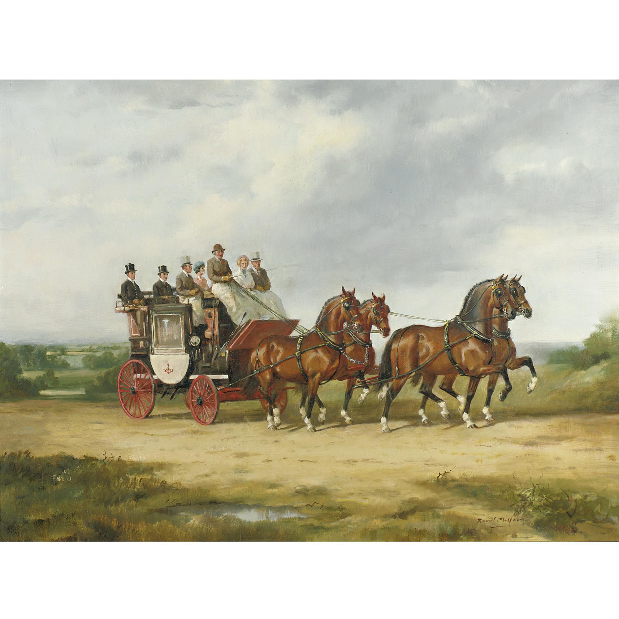 Raoul Millais - Portrait Of The Mcdougald Family Riding In A Coach-In-Four