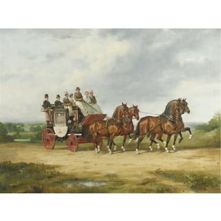 Raoul Millais - Portrait Of The Mcdougald Family Riding In A Coach-In-Four