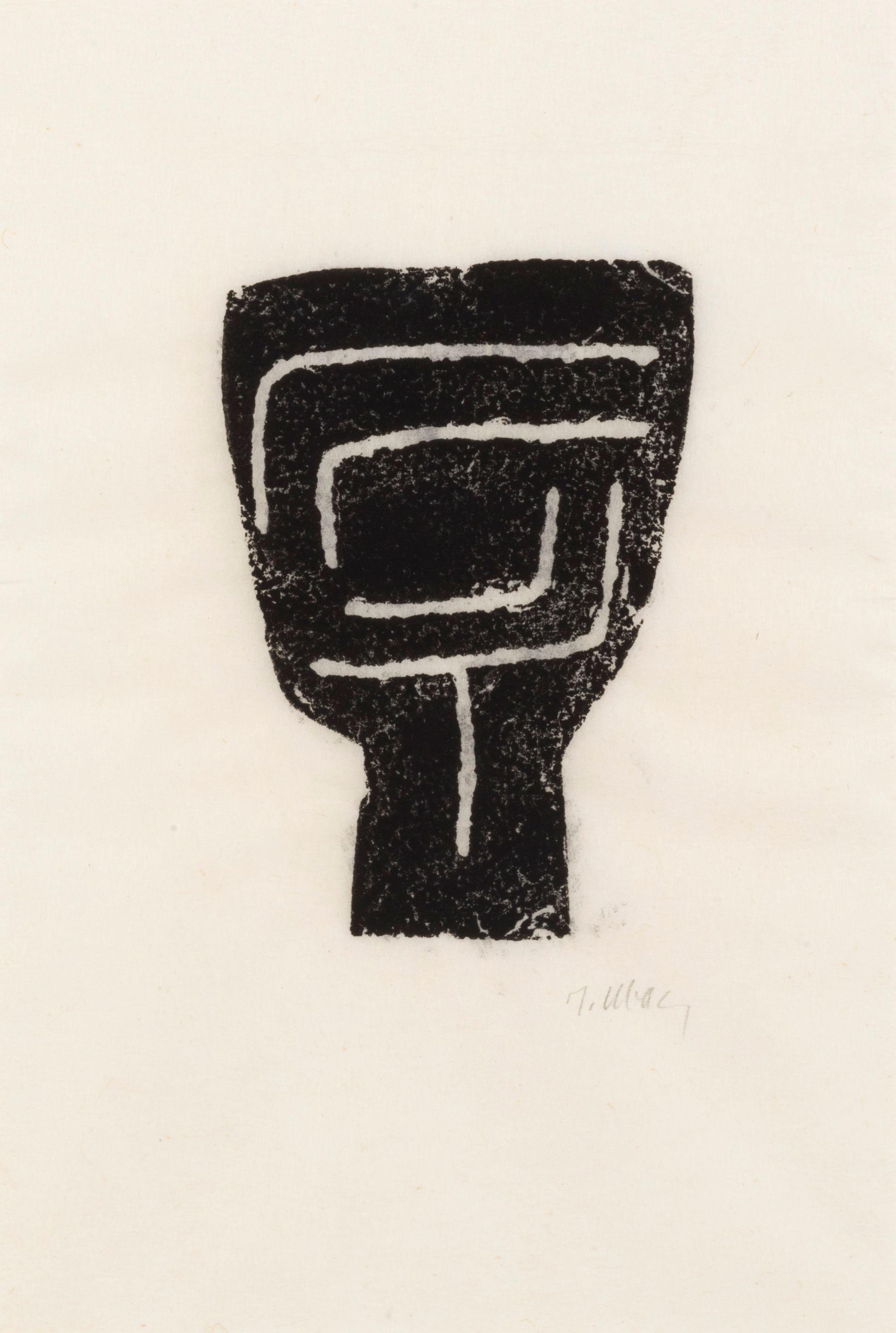 Raoul Ubac - Empreinte d\'ardoise sur papier japon. Signée