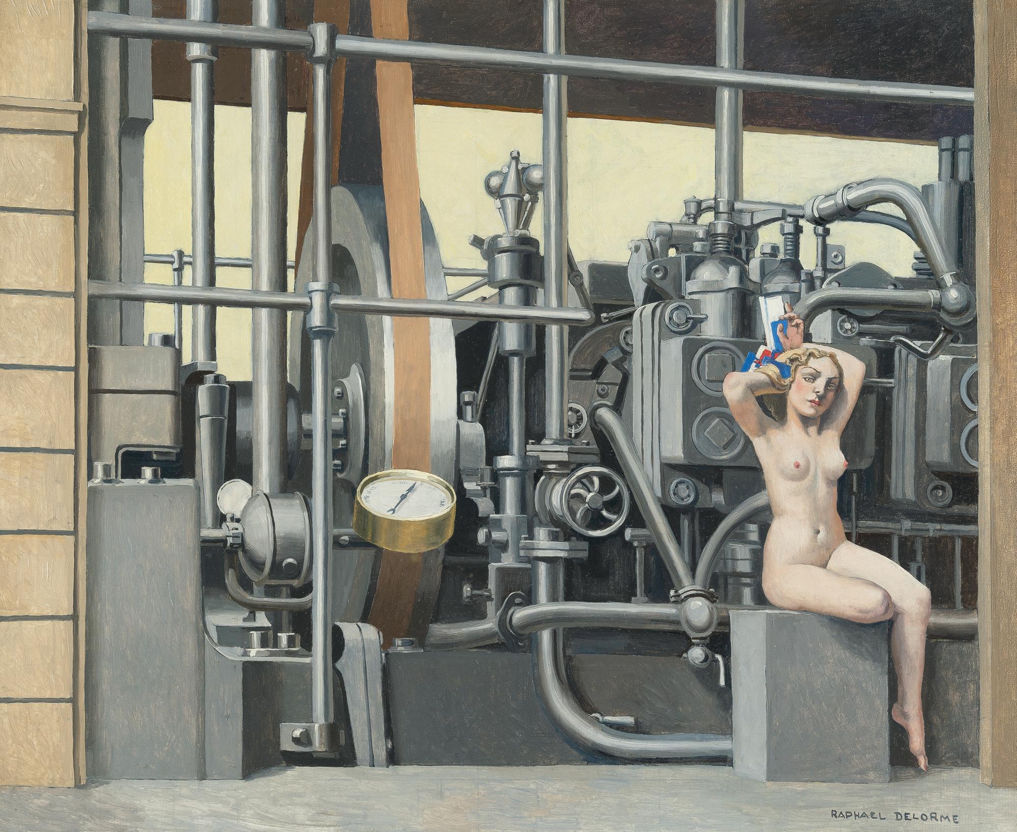 Raphael Delorme - Weiblicher Akt im Maschinenraum