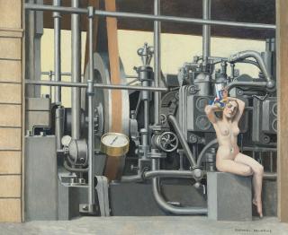 Raphael Delorme - Weiblicher Akt im Maschinenraum