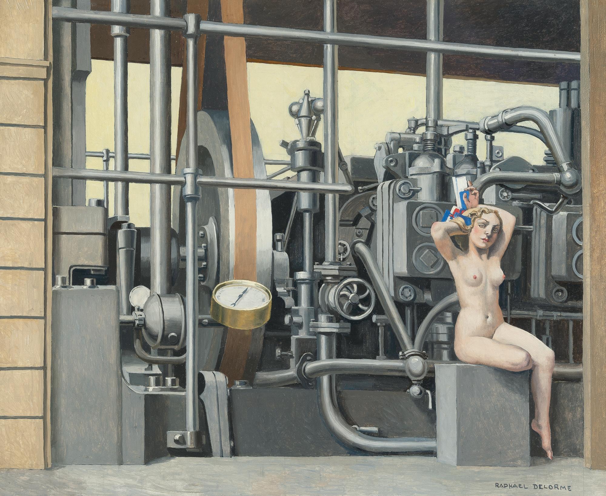 Raphael Delorme - Weiblicher Akt im Maschinenraum