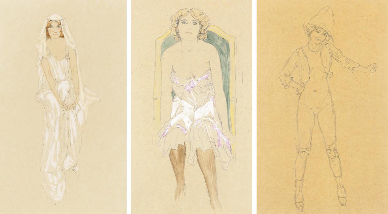 Raphaël Kirchner - The young bride; Contemplation; and Fun and games