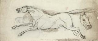 Raphael Lamar West - Study of A Galloping Horse And Two Subsidiary Sketches of A Horse\'S Head