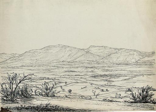 Raphael Lamar West - View of a broad valley with a distant settlement