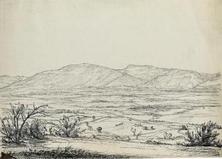Raphael Lamar West - View of a broad valley with a distant settlement