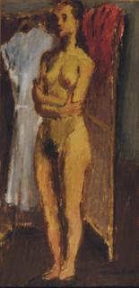 Raphael Soyer - Female Nude Standing In A Dressing Room