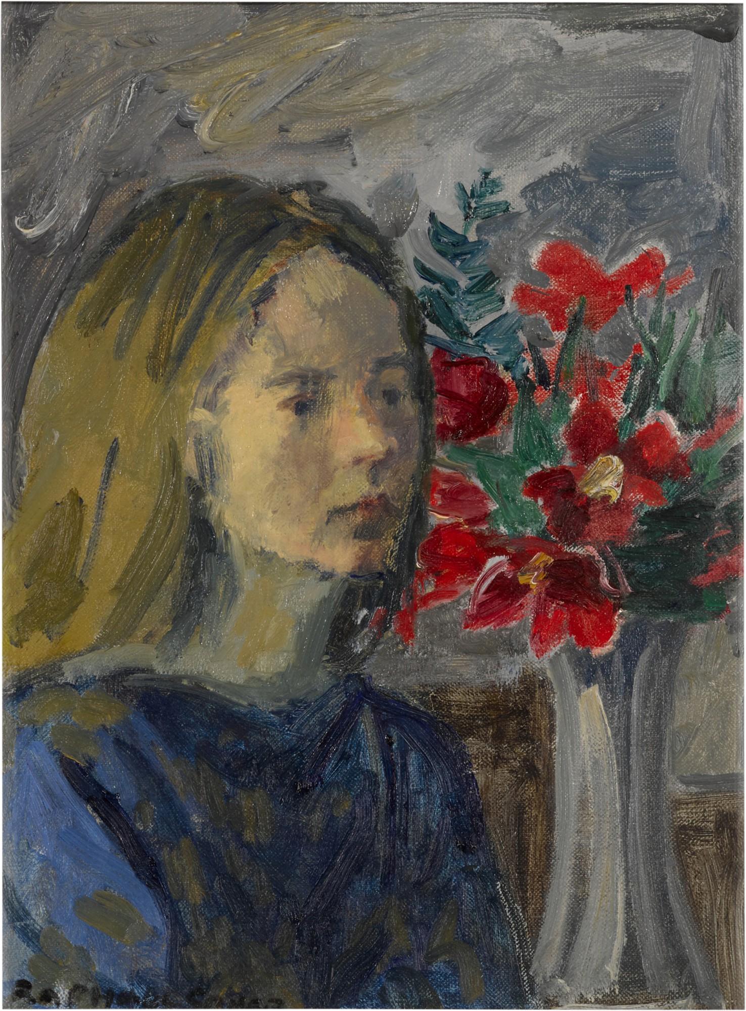 Raphael Soyer - Portrait of Woman with Flowers