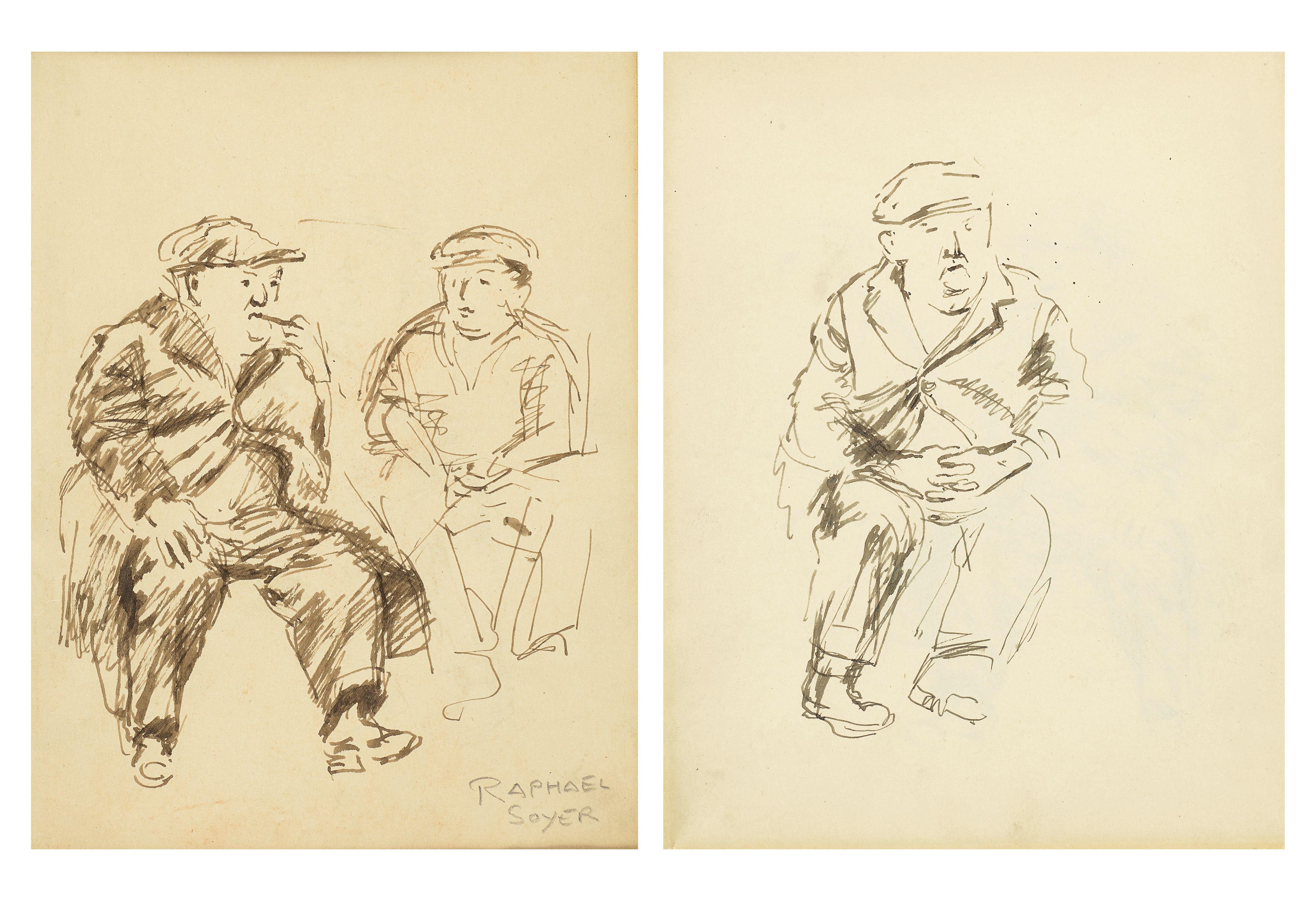 Raphael Soyer - Study of a Man Sitting: A Double-Sided Work