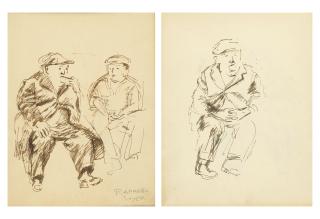 Raphael Soyer - Study of a Man Sitting: A Double-Sided Work