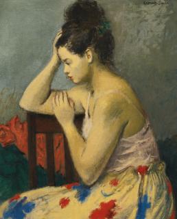 Raphael Soyer - The Flowered Skirt
