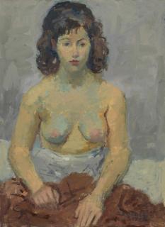 Raphael Soyer - Untitled (A Seated Woman, Partially Nude)
