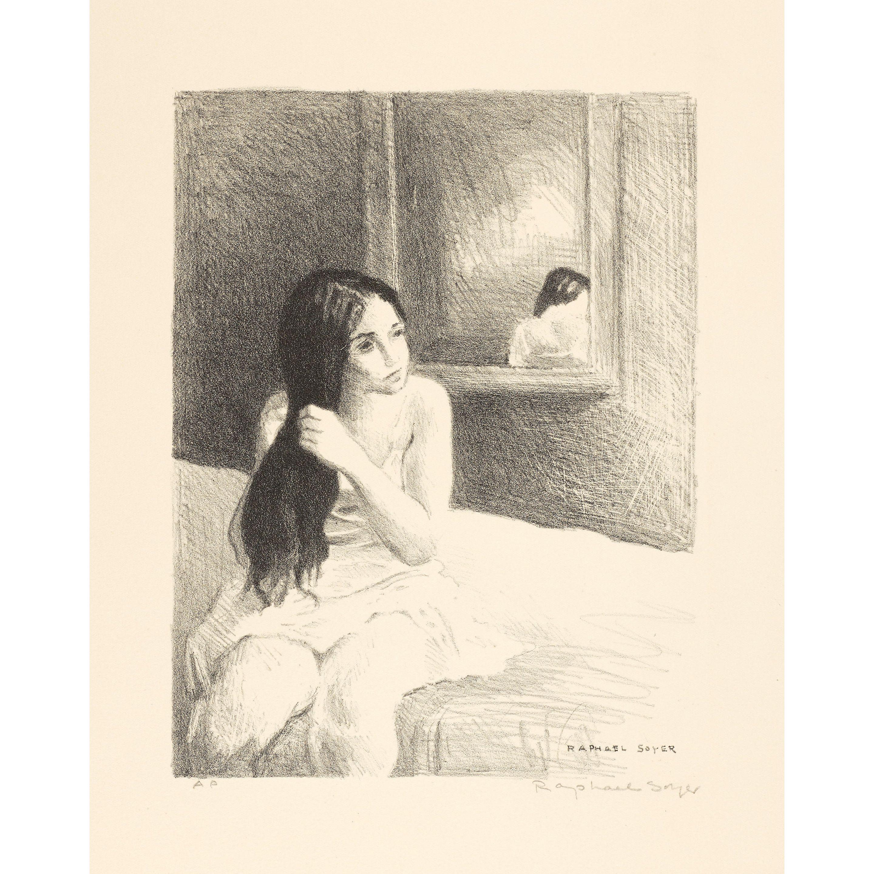 Raphael Soyer - Untitled (Girl Combing Hair)