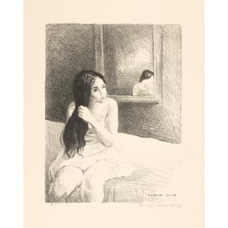 Raphael Soyer - Untitled (Girl Combing Hair)