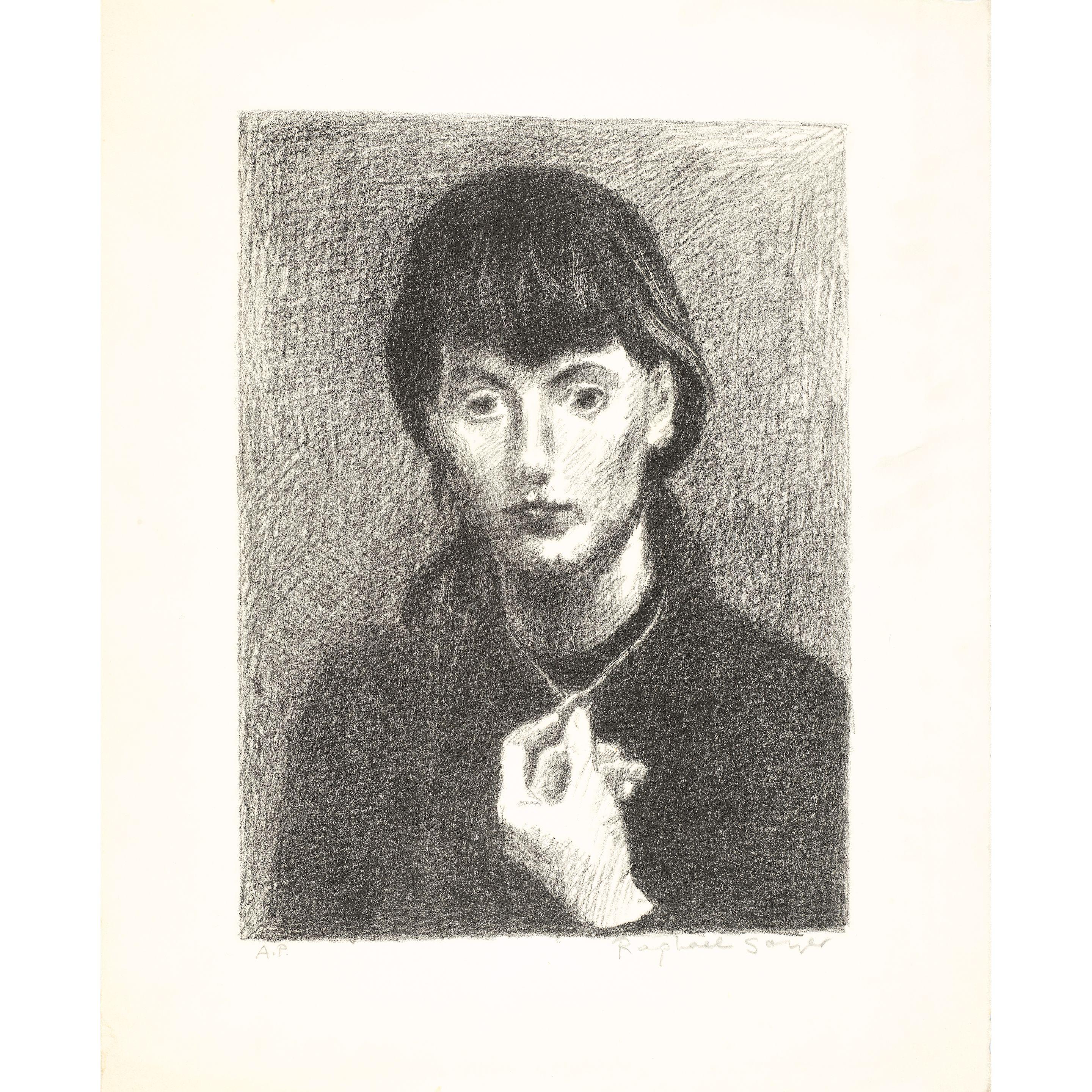 Raphael Soyer - Untitled (Girl with Necklace); Self-Portrait (with Wife) (2nd State) (2 works)