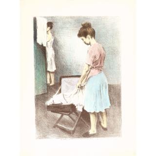 Raphael Soyer - Untitled (Girl with Suitcase)