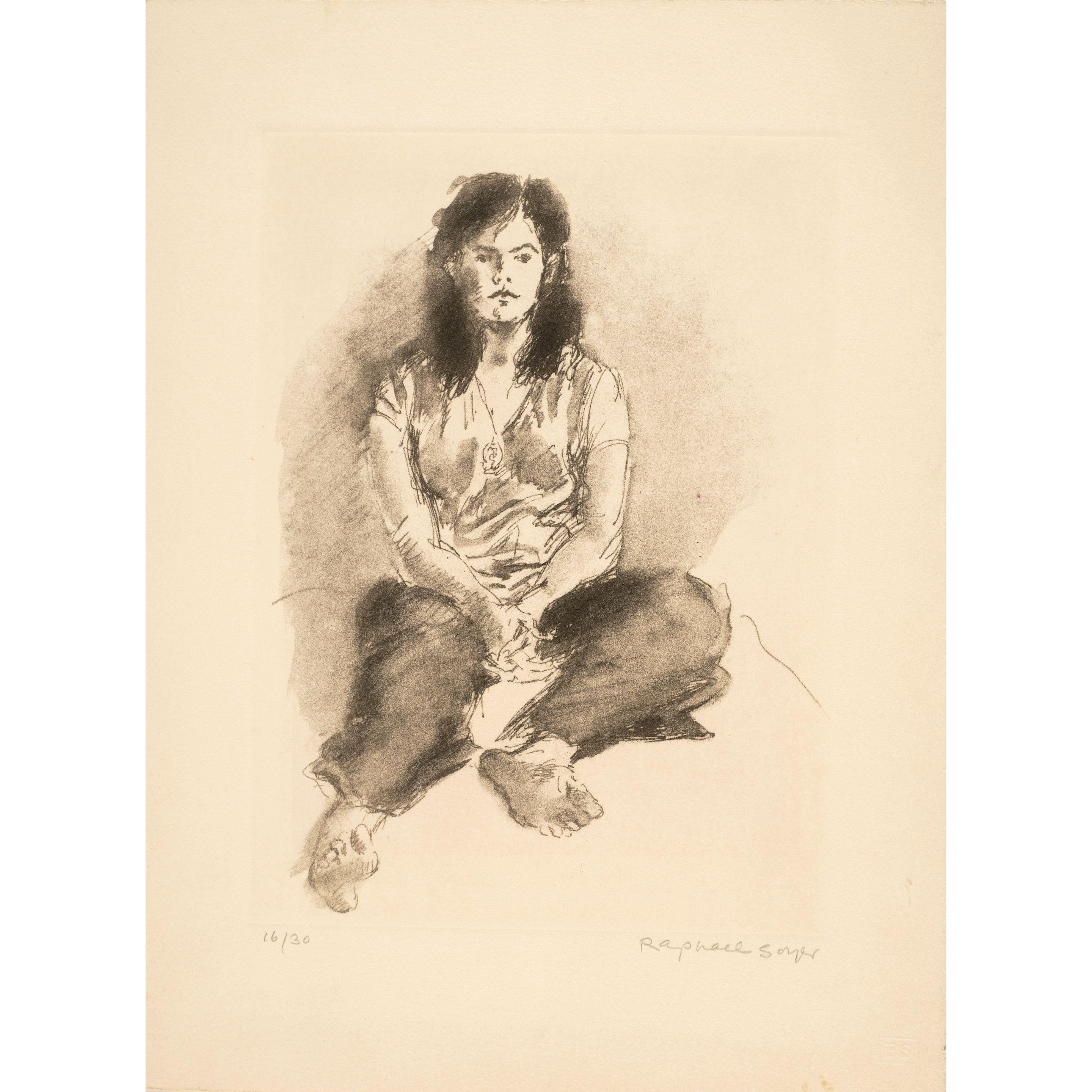Raphael Soyer - Untitled (Woman sitting); Untitled (Young Mother and child) (2 works)
