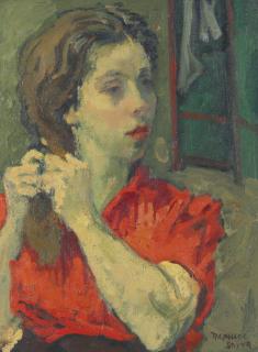 Raphael Soyer - Young Woman Braiding Her Hair
