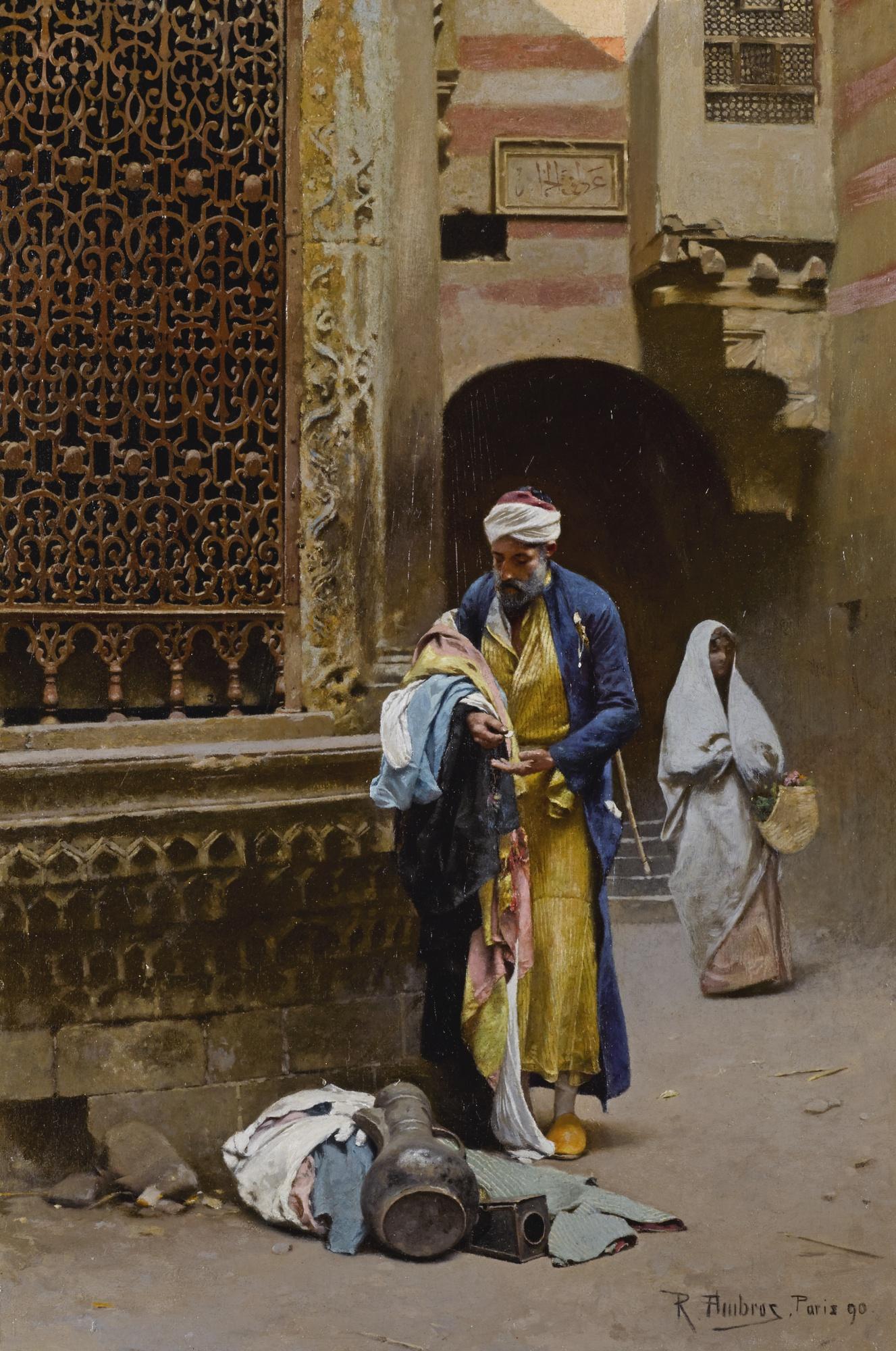 Raphael Von Ambros - Austrianmerchant Before The Sabil Of Nafisa Al-Bayda, Cairo