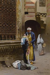 Raphael Von Ambros - Austrianmerchant Before The Sabil Of Nafisa Al-Bayda, Cairo