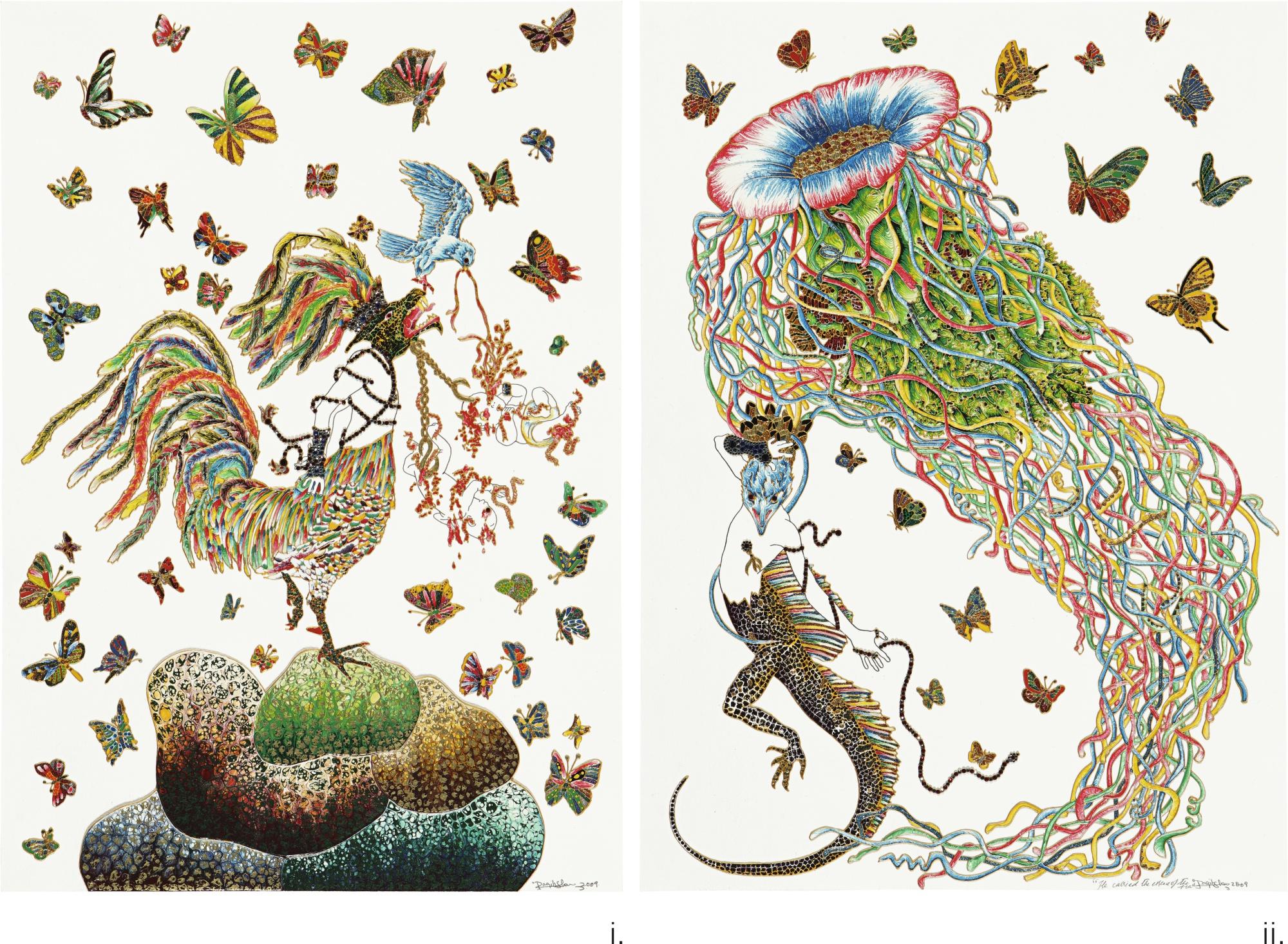 Raqib Shaw - Untitled; He Carried The Essence Of The Sea [Two Works]