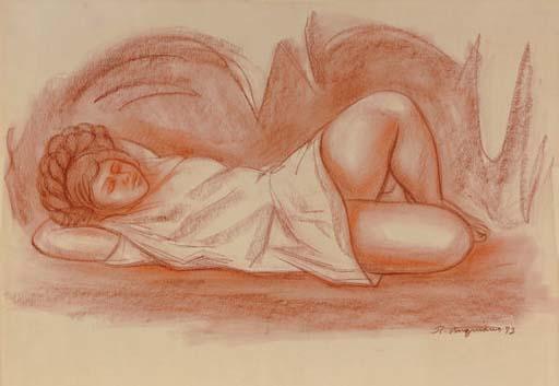 Raúl Anguiano - Muchacha en Una Cueva