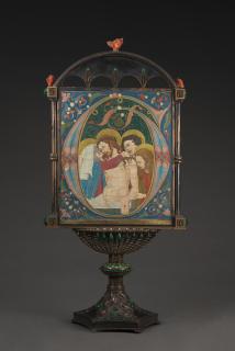 Ravasco Alfredo - Ravasco Alfredo (Genoa 1873 - Ghiffa 1958) Silver reliquary containing copies of old paintings (defects and missing parts)