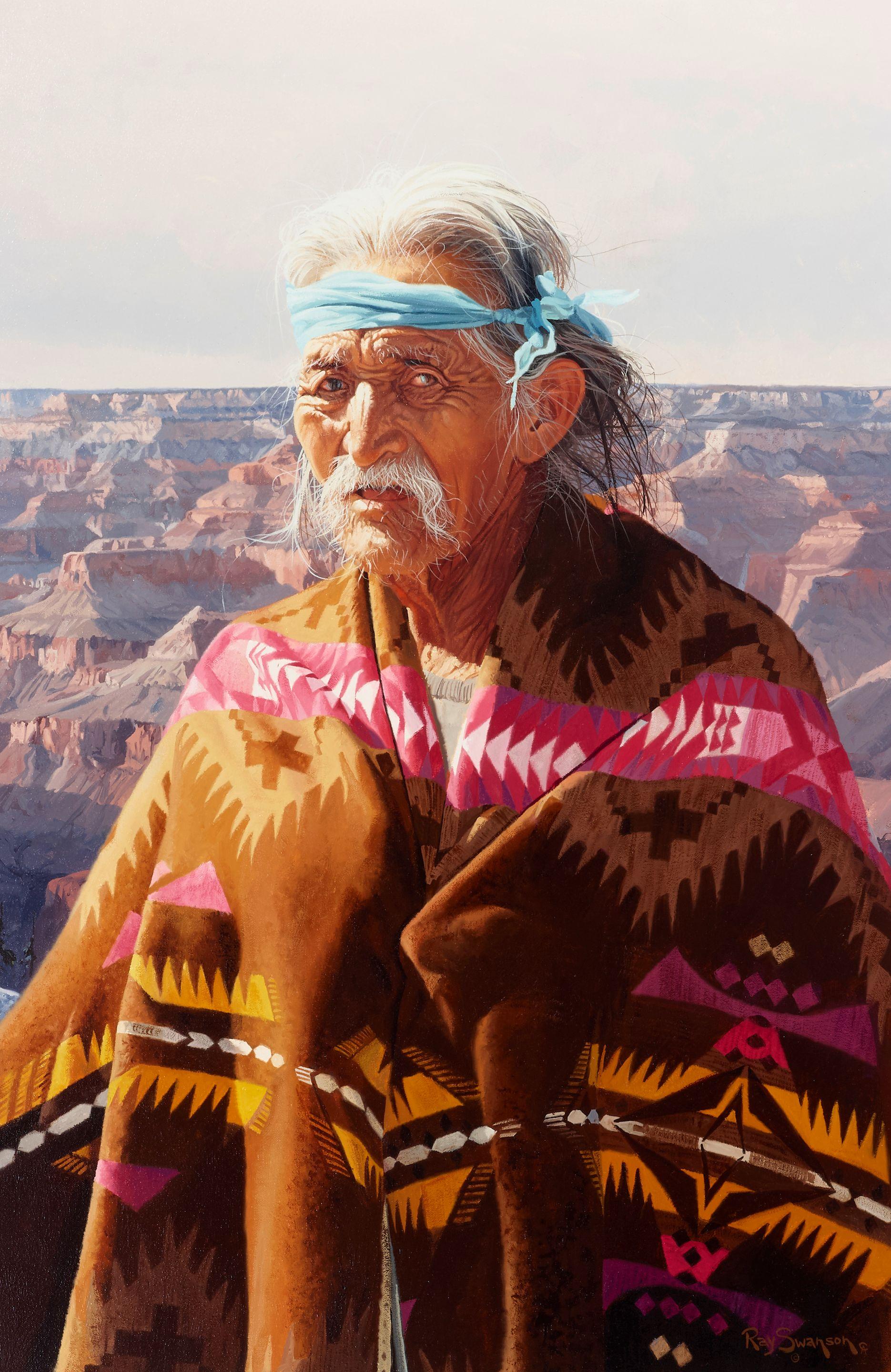 Ray Swanson - Hosteen Begay at the Canyon 36 x 24 in. framed 47 x 34 in.