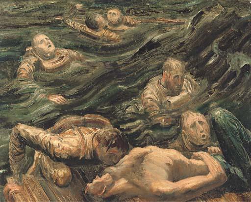 Raymomnd Coxon - Shipwrecked; with a pencil sketch for the work