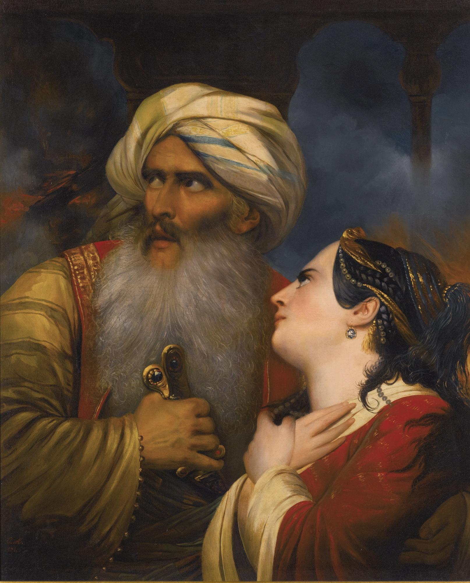 Raymond Auguste Quinsac Monvoisin - Ali Pasha (1740 - 1822) With His Favourite Mistress Kira Vassiliki