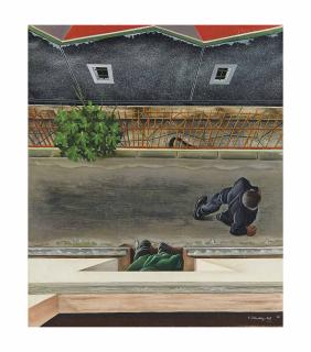 Raymond Daussy - Personnages dans une ruelle