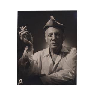 Raymond Fabre - Portrait de Pablo Picasso avec barretina, Perpignan, fin août 1954